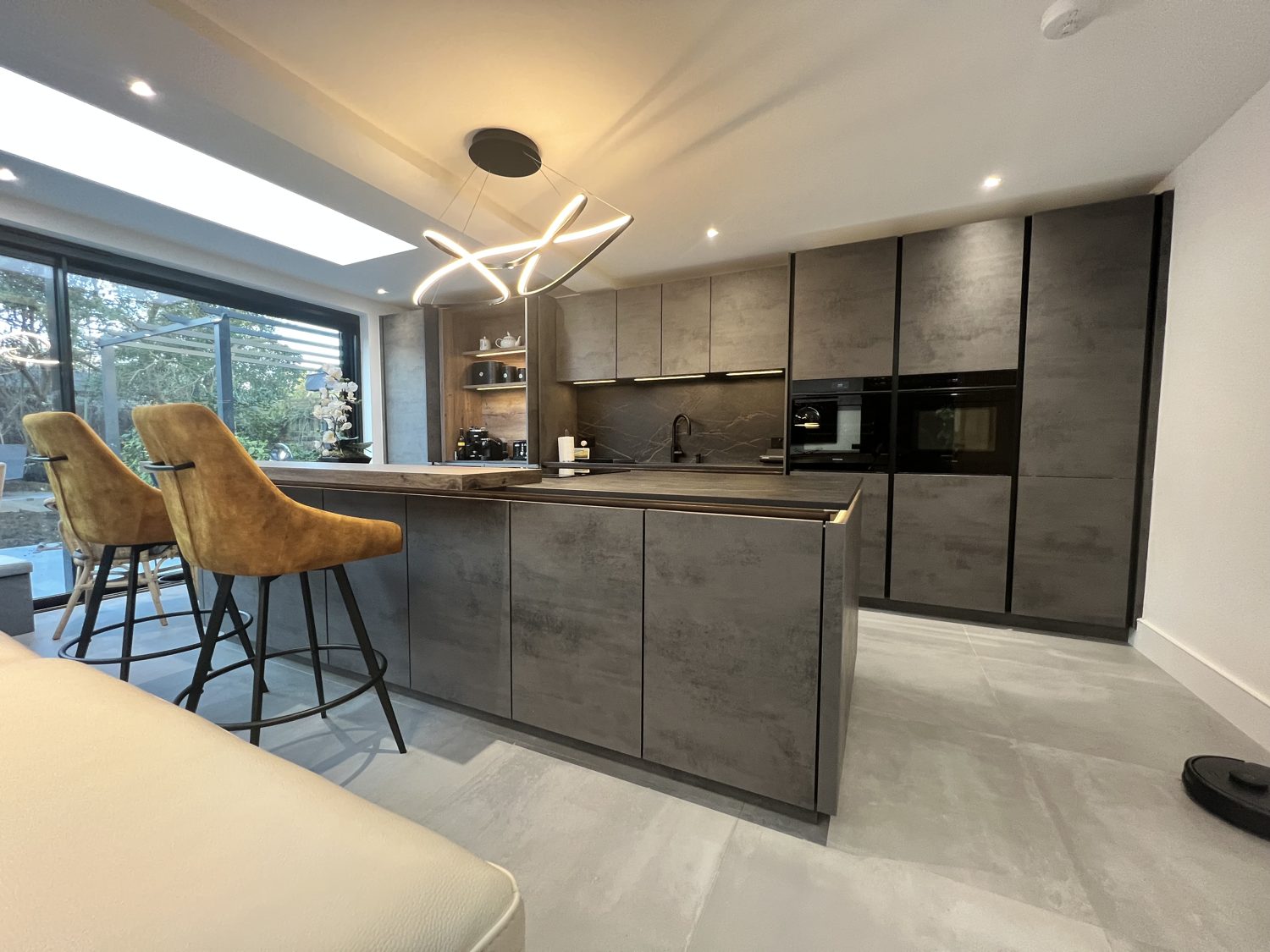 Textured concrete island