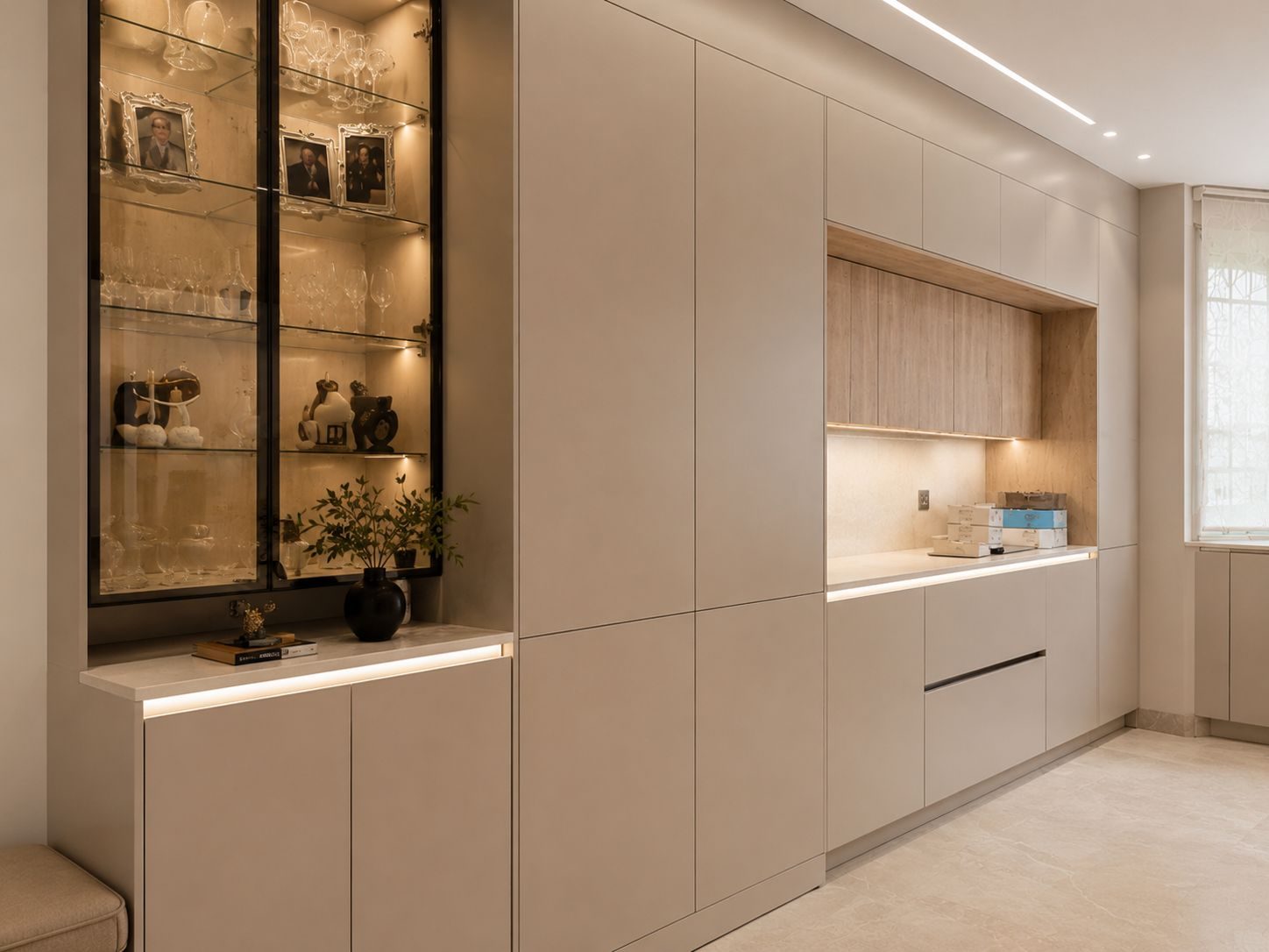 Cashmere handleless with lit display