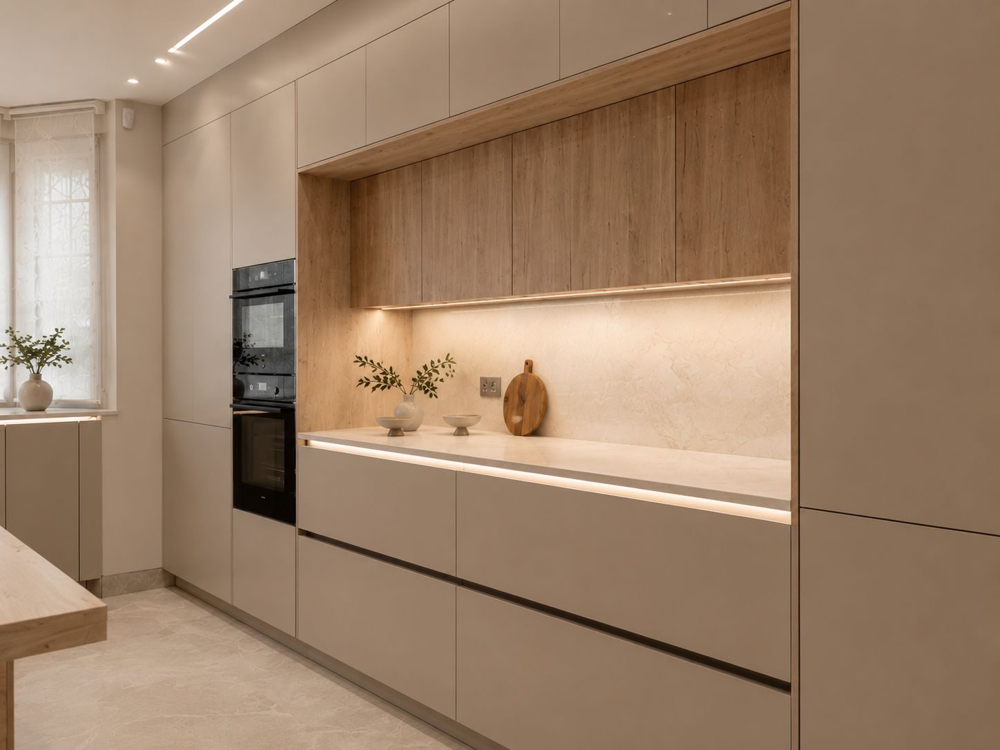 Cashmere run with oak feature shelf