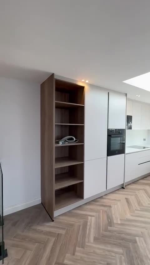 Walnut larder and handleless run